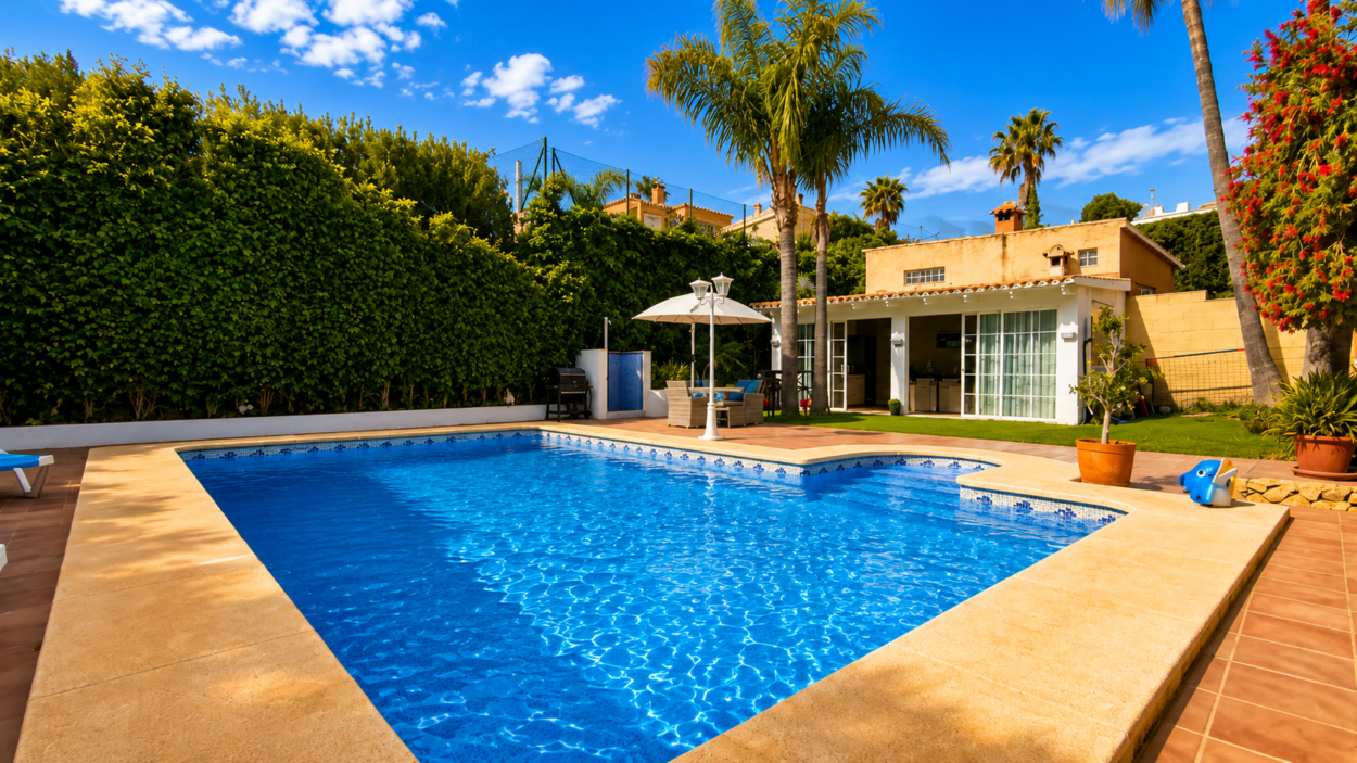 Exclusivo chalet independiente en La Nucía con piscina privada, jardín y zona chill-out